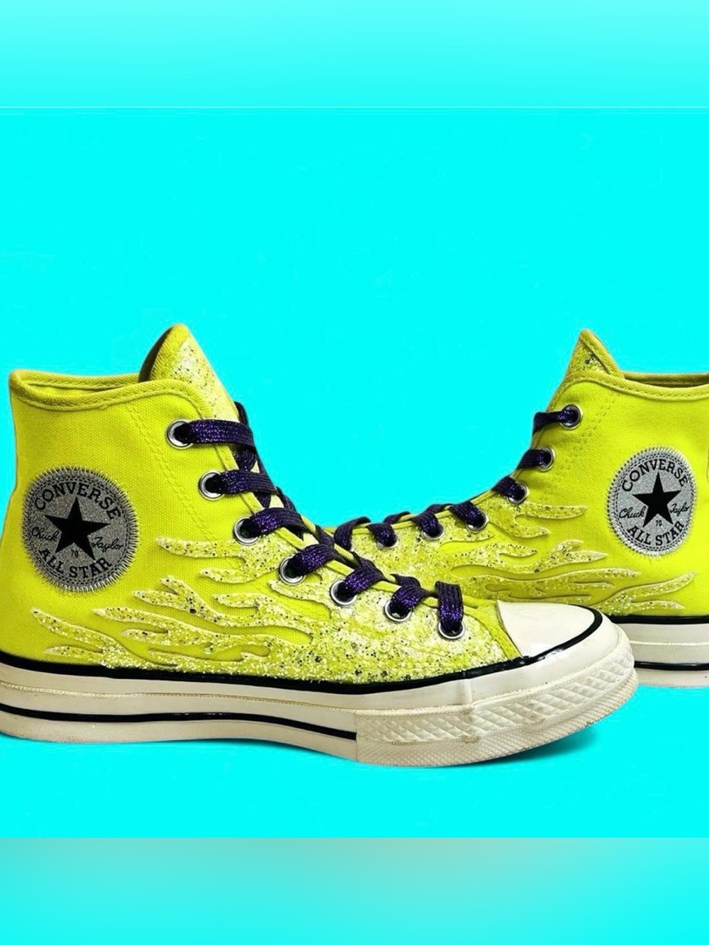 Converse Chuck 70 Hi Glitter Flames Lemon Venom 569388C Size 8